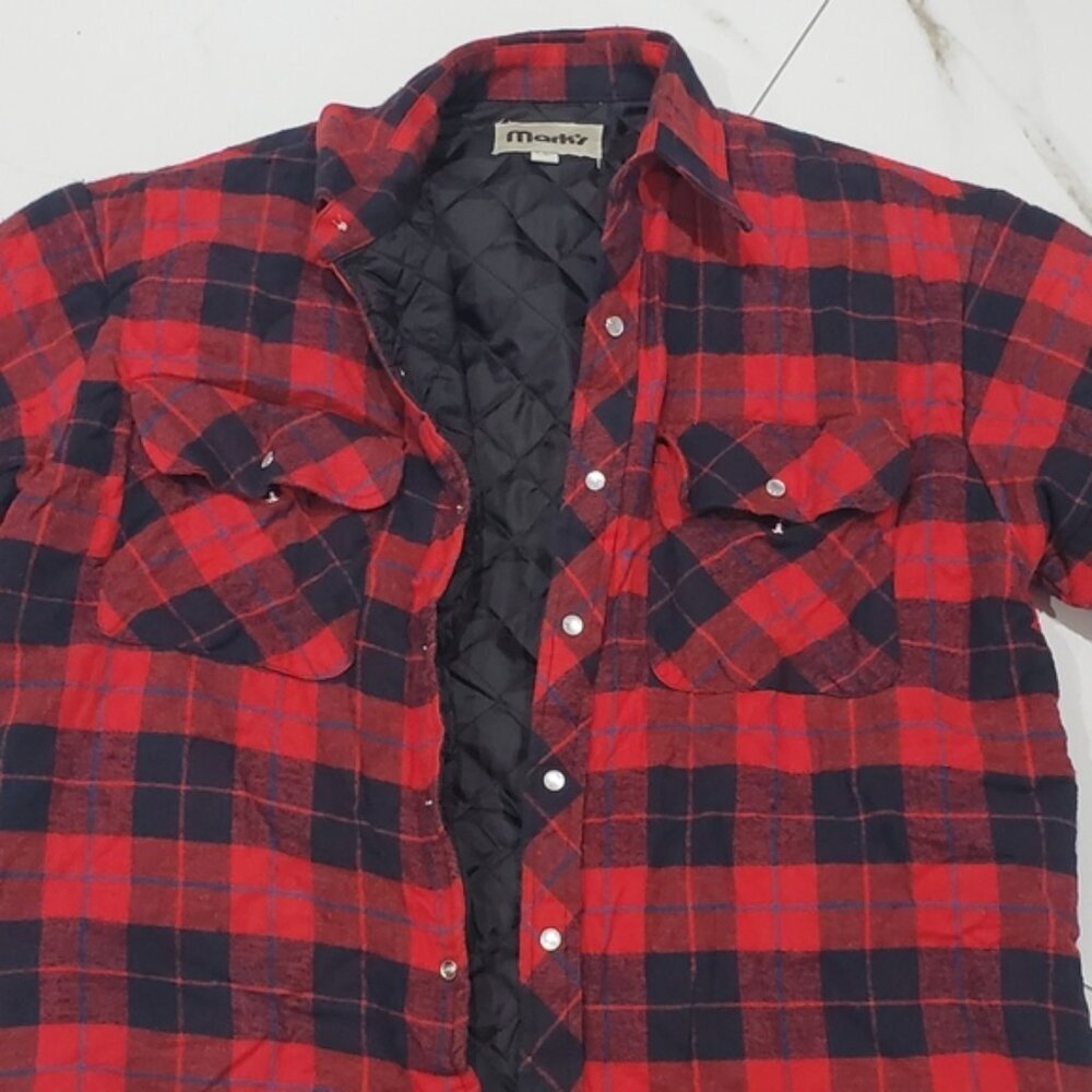 MARK'S Thick Cozy Red Quilted Shirt Jacket - Picture 9 of 14